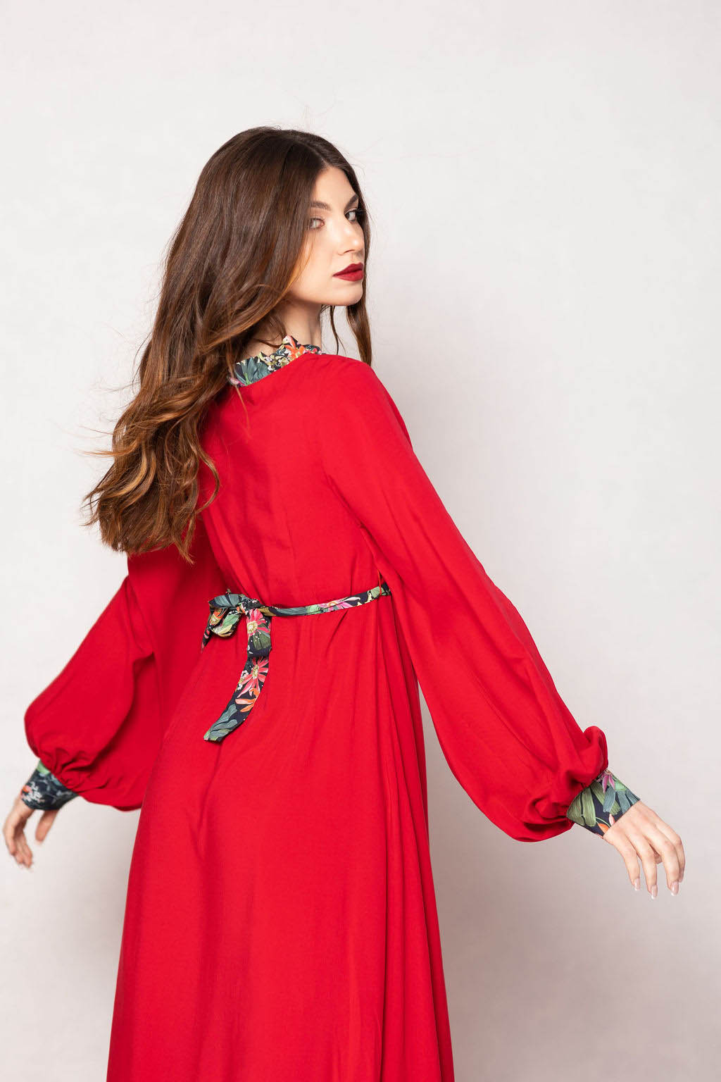 red long sleeve dress