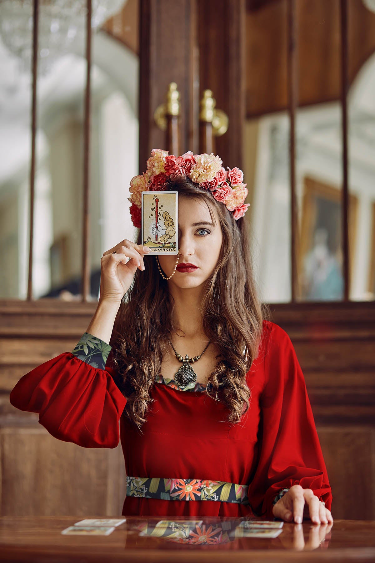 red long sleeve dress